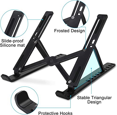 WAYAMY Soporte Portatil, Multiángulo Ventilado Refrigeración Soporte Portatil Mesa 10 Niveles Adjustable Soporte Ordenador Portátil Antideslizante Resistente para 10-15.6 Pulgadas Laptop ( ABS Negro)