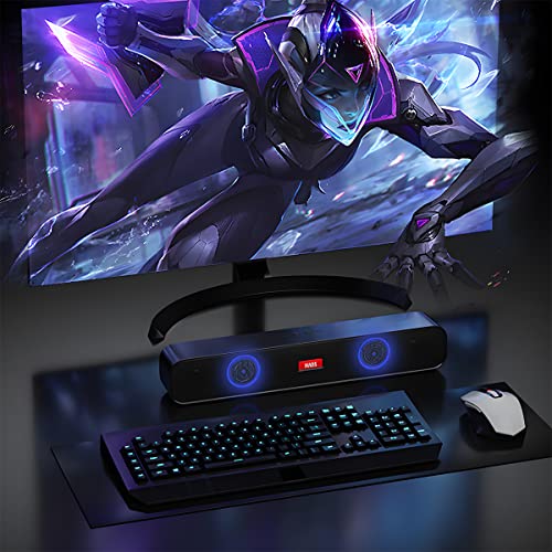 AXIDUN RGB Barra de Sonido Estéreo Bluetooth 5.0 Inalámbrico con Subwoofer para TV Bocinas para PC, Altavoces para Computadora, Barra de Sonido, Altavoces Multimedia para Escritorio