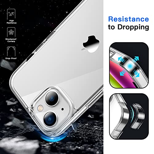 JETech Funda para iPhone 14 6,1 Pulgadas, Anti-Amarillo Antigolpes Carcasa, Antiarañazos Respaldo Transparente (Transparente)