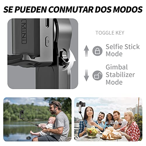 KOSCHEAL Estabilizador para Celular, Estabilizador de Cardán con Luz de Relleno para Smartphone y Trípode con Mando Inalámbrico Rotación Automática de 360°Modo de Escena con App