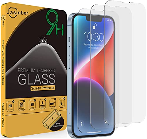 Jasinber 3-Pack Mica de Vidrio Cristal Templado Compatible con iPhone 14 y iPhone 13/13 Pro 6.1 Pulgadas