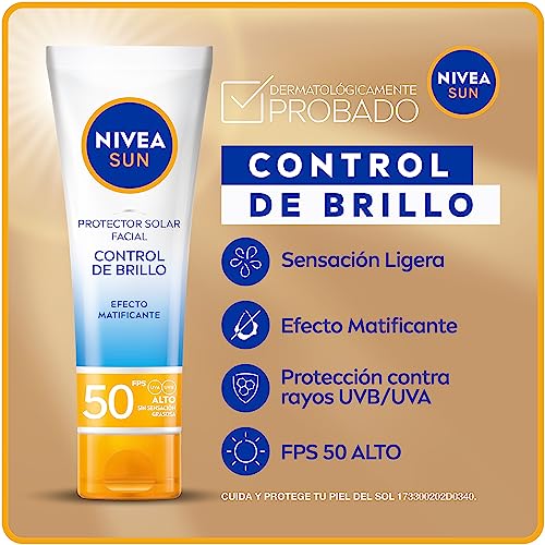NIVEA SUN Protector Solar Facial Control De Brillo (50 ml), con Efecto