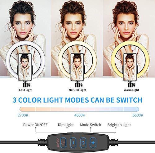 Mini Anillo Aro Luz Led 10 Pulgadas, Tripie, Base Celular, Control Remoto,  Ajuste de tempratura.