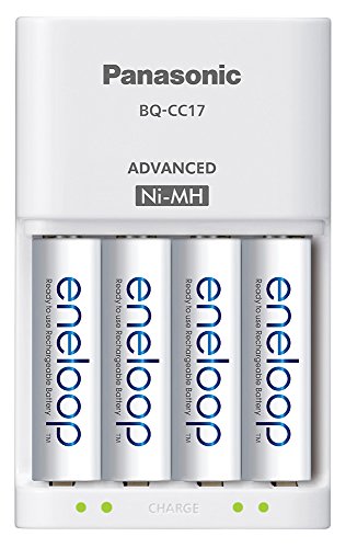 Panasonic K-KJ17MZ104A Eneloop -Cargador de baterías avanzadocon paquete de energía de pilas de colores 10AA y 4AAA