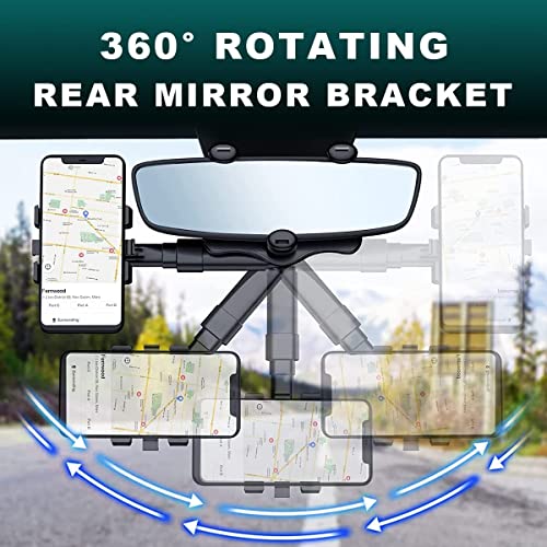 TBONEEY Soporte para Teléfono de Coche, Soporte Celular Auto Móvil Universal, Soporte para Celular Automovil para GPS Retrovisor Coche, para en el Coche Giratorio 360° y Retráctil Ajustable