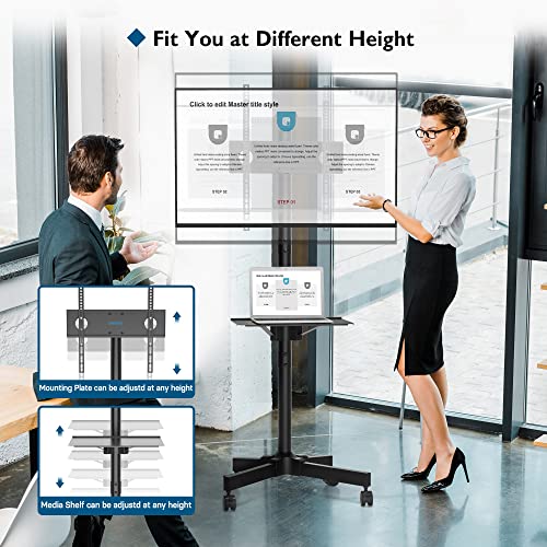 BONTEC - Soporte de TV móvil con ruedas de bloqueo para televisores planos  y curvos de 23 a 60 pulgadas, LCD, OLED planos y curvos, carrito de TV de