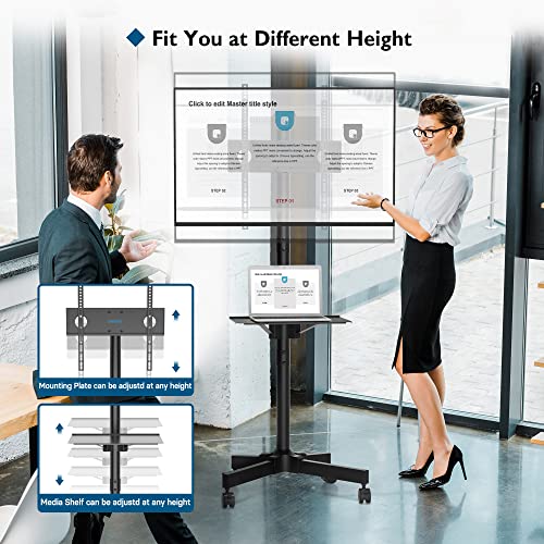 BONTEC Soporte TV Ruedas para TV de 23 a 60 Pulgadas de Plasma/LCD/LED/OLED, Soporte TV Pie con Estante para Portátil, Soporte TV Móvil con Altura Ajustable de hasta 25 kg, Máx VESA 400x400 mm