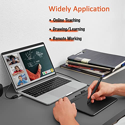 UGEE Tableta Gráfica S640, 6,5x4 Pulgadas Tableta de Dibujo Portátil Ultradelgada, 8192 Niveles de Sensibilidad la Presión con 10 Teclas de Acceso Rápido para Windows, Mac OS, Linux & Android
