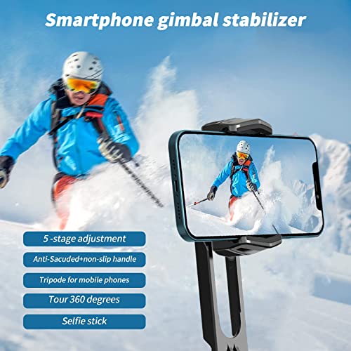 KOSCHEAL Estabilizador para Celular, Estabilizador de Cardán con Luz de Relleno para Smartphone y Trípode con Mando Inalámbrico Rotación Automática de 360°Modo de Escena con App