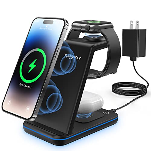 THORIFLY Cargador inalámbrico en 1, Estación de Carga inalámbrica Compatible con iPhone 14/13/12/11/XR/XS/8, Cargador Inductiva Wireless para Apple