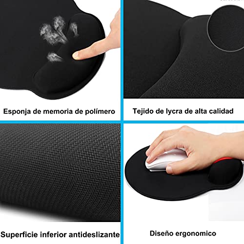UCMDA Mouse Pad - Alfombrilla para Mouse Ergonomico, Tapete para Mouse, Alfombrilla de Ratón Base de Goma no Deslizante - Negro