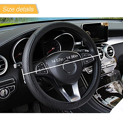 Funda de piel para volante de coche, elástica, transpirable, antideslizante, universal, de 38 cm, unisex (negro1)