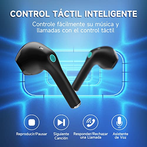 1 Hora Audífonos Inalámbricos, Audífonos Bluetooth 5.1 Auriculares con Microfono, Audifonos Inalambricos Compatible para iPhone Samsung Huawei Xiaomi Laptop para Correr Escuchar Música Videos