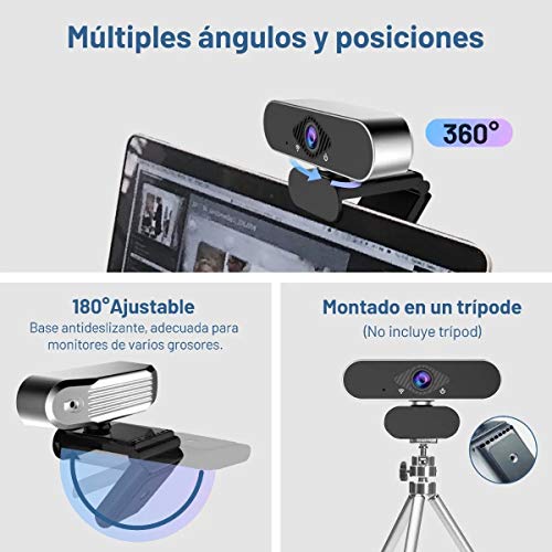 Salandens Cámara web HD 1080P, Webcam PC con Microfono de vídeo digital en vivo con micrófono dual integrado, cámara de computadora USB, PC Mac portátil de computadora, cámara web de reducción de ruido para Xbox YouTube Skype