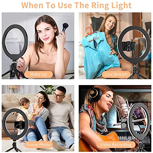 Anillo de luz led de 6 pulgadas con trípode para video y maquillaje  , Mini Luz led para cámara con soporte para teléfono celular,  lámpara led de escritorio con 3 modos de luz y 11 niveles de brillo (6  pulgadas) : Electrónica 