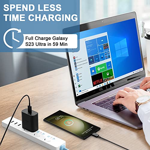 45W Cargador para Samsung Galaxy S23 Ultra/S23+/S23/S22 Ultra/ S22+/S22, S21 Ultra/S21/S21 Plus/Note 10 +/Note 20/S20, Galaxy Tab S7/S8 Ultra, PPS Súper rápido Cargador Tipo C con Cable de 6.6 pies