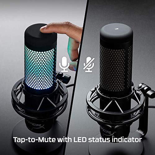 HyperX QuadCast S RGB - Micrófono Condensador USB para PC, PS4 y Mac, Montaje antivibración, Cuatro Patrones Polares, Filtro Pop, Control de Ganancia, Juegos, transmisión, podcasts (reacondicionado)