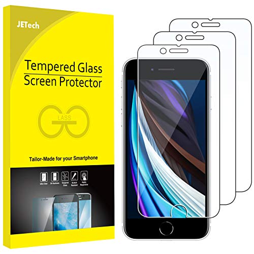 JETech Protector de Pantalla Compatible iPhone SE 3/2 (modelo 2022/2020) 4,7", Mica de Cristal Vidrio Templado, 3 Unidades