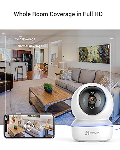 EZVIZ Cámara de Vigilancia WiFi Interior 1080p Cámara IP Domo 360º PTZ, Visión Nocturna, Detección de Movimiento, Audio Bidireccional, Compatible con Alexa y Google, Andriod/iOS, C6N