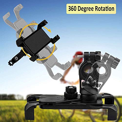 TBONEEY Soporte Celular Bicicleta, Soporte Movil Moto Universal 360°Rotación Anti Vibración Porta Telefono Motocicleta Montaña Soporte para iPhone Samsung LG HTC Motorola Xiaomi GPS y Otro 4.5-7.0" Móvil