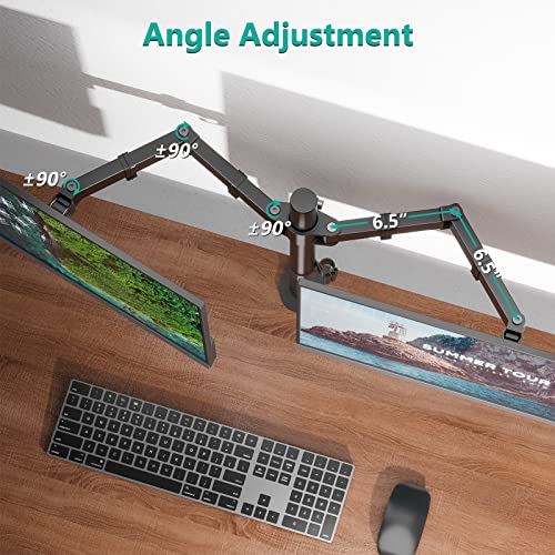 WALI Dual LCD Monitor Fully Adjustable Desk Mount Stand Fits Two Screens up to 27", 22 lbs. Weight Capacity per Arm (M002), Black