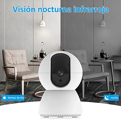 EASYTAO TV-628 Cámara de Seguridad Interior, 3MP Cámara Alexa WiFi, iCSee App, Audio Bidireccional, Control Remoto, Detección de Movimiento, Visión Nocturna,Compatible con Alexa