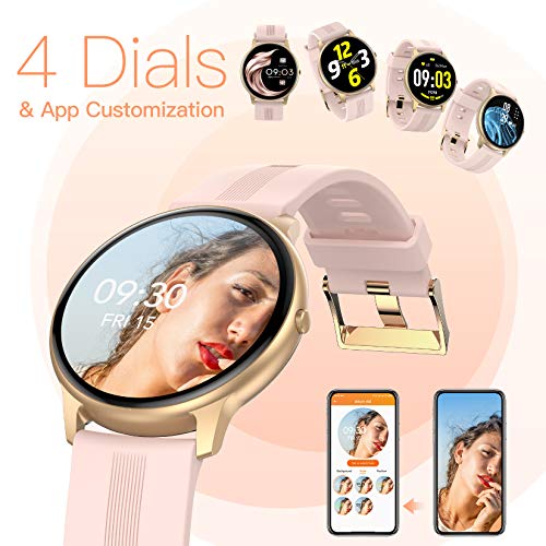 AGPtek Smartwatch Mujer, Reloj Inteligente Deportivo 1.3 Pulgadas Táctil Completa IP68, Monitor de Sueño, Seguimiento del Menstrual, Control de Musica Regalo Navidad