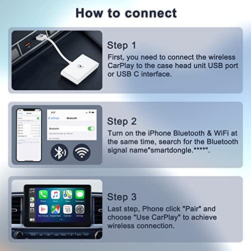 CarPlay Inalambrico para iPhone Carplay Wireless Adapter,Adaptador