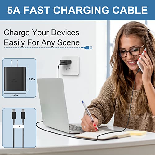 45W Cargador para Samsung Galaxy S23 Ultra/S23+/S23/S22 Ultra/ S22+/S22, S21 Ultra/S21/S21 Plus/Note 10 +/Note 20/S20, Galaxy Tab S7/S8 Ultra, PPS Súper rápido Cargador Tipo C con Cable de 6.6 pies