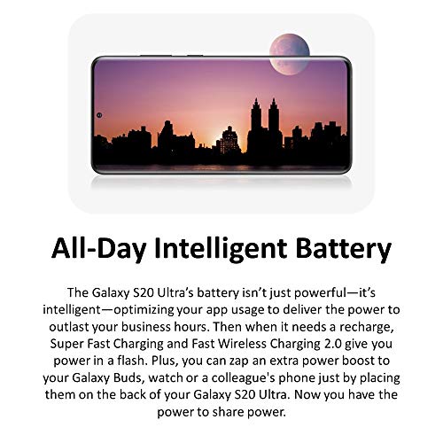 SAMSUNG Galaxy S20 Ultra, 128 GB, Negro cósmico – Completamente Desbloqueado (Renewed)