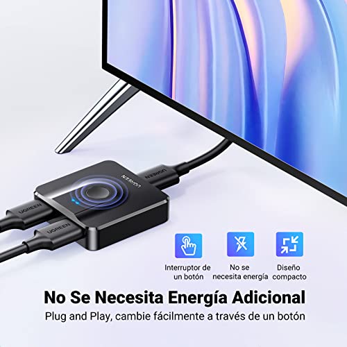 UGREEN HDMI Switch Bidirectional 2 Entradas 1 Salida,Ladron 4K 60Hz 1 Entrada 2 Salidas, HDMI Conmutador 4K 1080P 3D Compatible con PS4/PS5, Xbox, BLU-Ray, TV Box, HDTV, Pantalla del Proyector