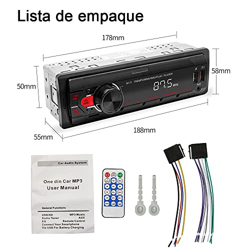 HIMICAR Autoestereo Reproductor Estereo para Automovil 7 Pulgadas MP3, Control por Voz, Dual USB Apoyar AUX / TF /Disco U /FM Bluetooth Estereos con Tarjeta, Llamada Bluetooth + Control Remoto FM