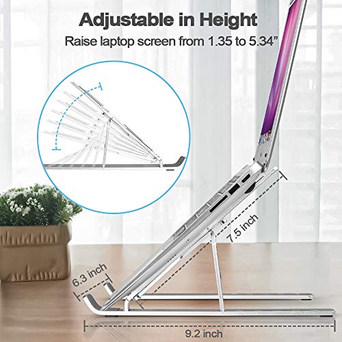 PHOCAR Soporte para Laptop,Base de Laptop,Soporte Aluminio para Laptop Compatible con MacBook Air Pro,iPad Air Pro,Lenovo ThinkPad,DELL Inspiron XPS,HP,ASUS, Acer,Xiaomi,Huawei, Surface, Chrome