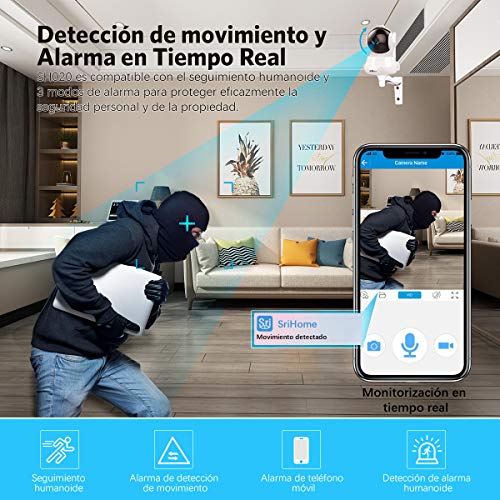 Camaras de Seguridad 3MP Wifi Inalambricas Rotating IP Cámaras Tipo Domo, ARKARTECH 3MP(2304×1296P) Sistema de Camaras de Vigilancia 360 Grados Monitor para Bebé, 32 pies de Visión Nocturna por Infrarrojos, Audio Bidireccional, Detección de Movimiento,Ras