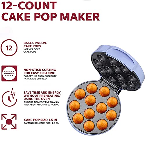 Holstein Housewares Máquina para hacer pasteles, lavanda, hace 12 pasteles, revestimiento antiadherente, perfecto para fiestas de cumpleaños y día festivo