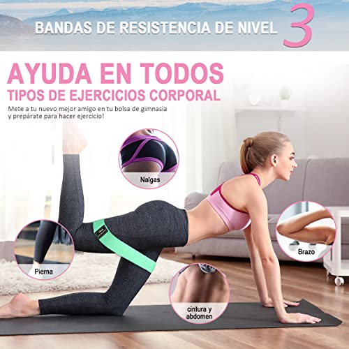 EASYTAO Bandas de Resistencia Pack de 3 para Ejercicios en Casa y Gimnasio, Ligas Elásticas de Látex Natural Multifuncional para Yoga, Pilate, Crossfit