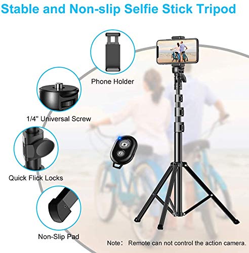 ANNA TOSANI Tripode para Movil, 133cm Tripie para Celular Tripode Palo Selfie Bluetooth Extensible Todo en Uno con Control Remoto, Selfie Stick Compatible con Cámara, Android, iOS y Otros Smartphones