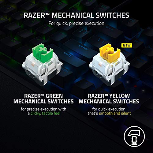 Razer BlackWidow V3 Teclado mecánico para juegos: interruptores mecánicos verdes, táctiles y clic, iluminación Chroma RGB, factor de forma compacto, funcionalidad macro programable, paso USB (Renewed)