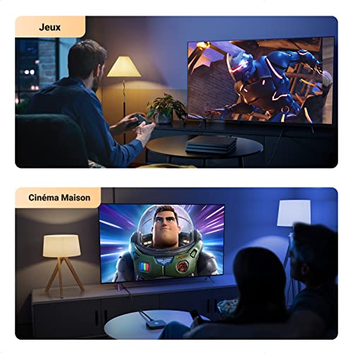 UGREEN Cable HDMI 2.1 8K, Alta Velocidad 48Gbps 120Hz 60Hz Nylon Trenzado Soporte Dynamic HDR eARC Dolby Atmos HDCP Compatible con PS5 PS4 Xbox TV Proyector de Blu-ray, 2M