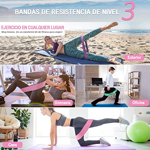 EASYTAO Bandas de Resistencia Pack de 3 para Ejercicios en Casa y Gimnasio, Ligas Elásticas de Látex Natural Multifuncional para Yoga, Pilate, Crossfit
