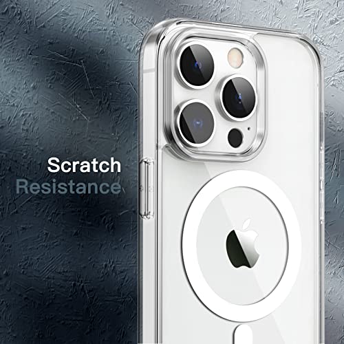 JETech Funda Magnética para iPhone 14 Pro 6,1 Pulgadas, Compatible con MagSafe Carga Inalámbrica, Carcasa Bumper Teléfono Antigolpes, Parte Trasera Transparente Anti-Arañazos (Transparente)