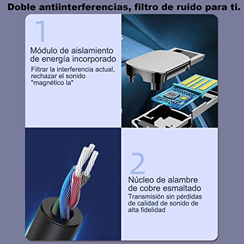 Adaptador Bluetooth Auto, Bluetooth 5.0 Adaptador para Coche, 3.5mm AUX y USB Receptor Bluetooth para Coche, Para Automóvil con Micrófono Incorporado y un cable elástico TPE premium de 0.3M-1.5M