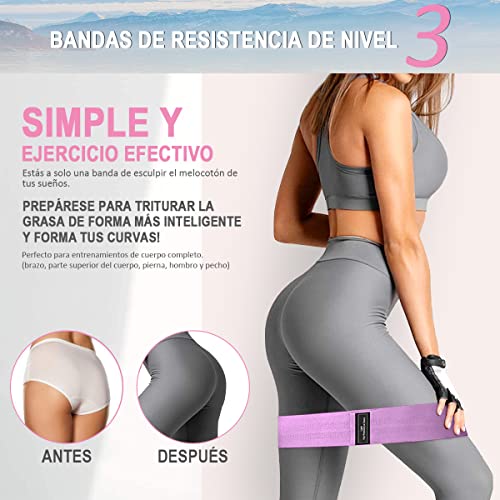 EASYTAO Bandas de Resistencia Pack de 3 para Ejercicios en Casa y Gimnasio, Ligas Elásticas de Látex Natural Multifuncional para Yoga, Pilate, Crossfit