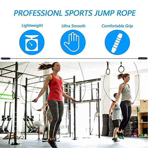 MyDear Cuerda para Saltar, Fácilmente Ajustable Manijas Cómodas, 300CM Cable, Rodamientos de Bolas de Acero Ergonómico y Mango Antideslizante, Cuerda Ligera y Ajustable Mejor para Entrenamiento Aeróbico de Velocidad de Entrenamiento, Entrenamiento de Resi