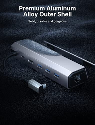 JSAUX Estación de Acoplamiento para Steam Deck, 6-in-1 Steam Deck Dock con HDMI 2.0 4K@60Hz, Gigabit Ethernet, 3 USB-A 3.0 y Puerto USB-C de Carga Rápida-HB0603