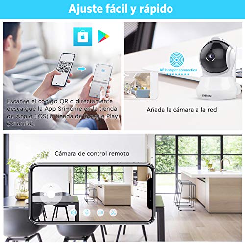 Camaras de Seguridad 3MP Wifi Inalambricas Rotating IP Cámaras Tipo Domo, ARKARTECH 3MP(2304×1296P) Sistema de Camaras de Vigilancia 360 Grados Monitor para Bebé, 32 pies de Visión Nocturna por Infrarrojos, Audio Bidireccional, Detección de Movimiento,Ras