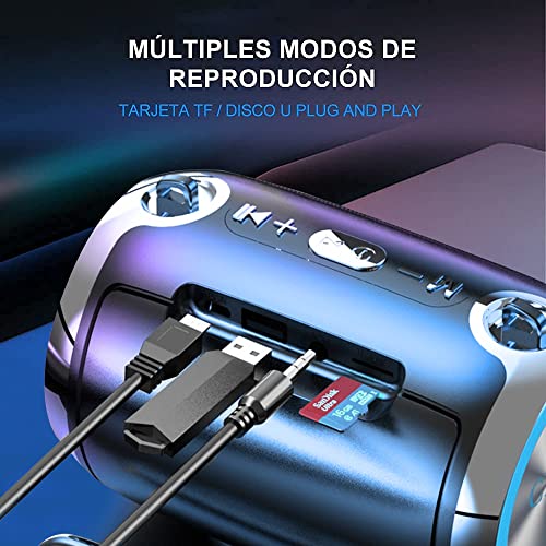 LED Bocina Bluetooth Portátil,Altavoz Inalámbrico Bluetooth， Altavoz Bluetooth Portátil con Sonido Estéreo HD,Alcance de 10 m de Bluetooth,Bajo Rico,Sonido HIFI para Picnics,Fiestas,Exteriores,Viajes