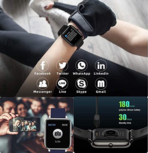 Smartwatch, Salandens Reloj Inteligente Mujer y Hombre Smartwatch Presion Arterial Monitor Pulser, Impermeable IPX7,con Monitor De Frecuencia Cardíaca, Monitor De Calorías, Podómetro,GPS, etc.