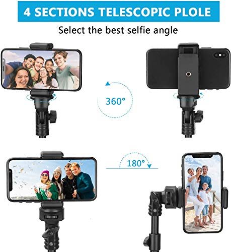ANNA TOSANI Tripode para Movil, 133cm Tripie para Celular Tripode Palo Selfie Bluetooth Extensible Todo en Uno con Control Remoto, Selfie Stick Compatible con Cámara, Android, iOS y Otros Smartphones
