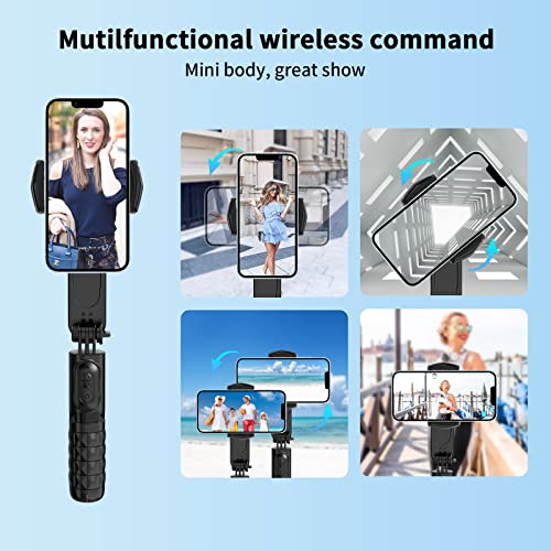 KOSCHEAL Estabilizador para Celular, Estabilizador de Cardán con Luz de Relleno para Smartphone y Trípode con Mando Inalámbrico Rotación Automática de 360°Modo de Escena con App